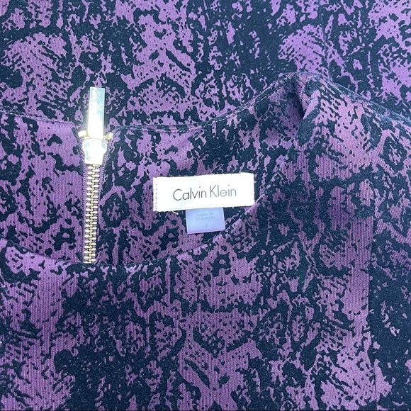 Calvin Klein Velvet Damask Flocked Sheath Dress Black Purple 8 - Picture 14 of 14
